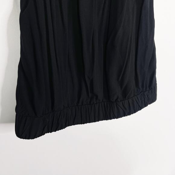 LOFT Medium M Black Cinched Tank Top Banded Hem Keyhole Back Sleeveless Knit - Picture 8 of 8